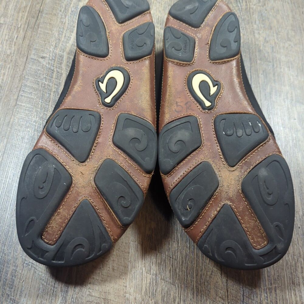 Olukai Moloa Shoes Men's Size 10.5 Black Leather Comfort Casual Loafers Moc - Picture 12 of 13